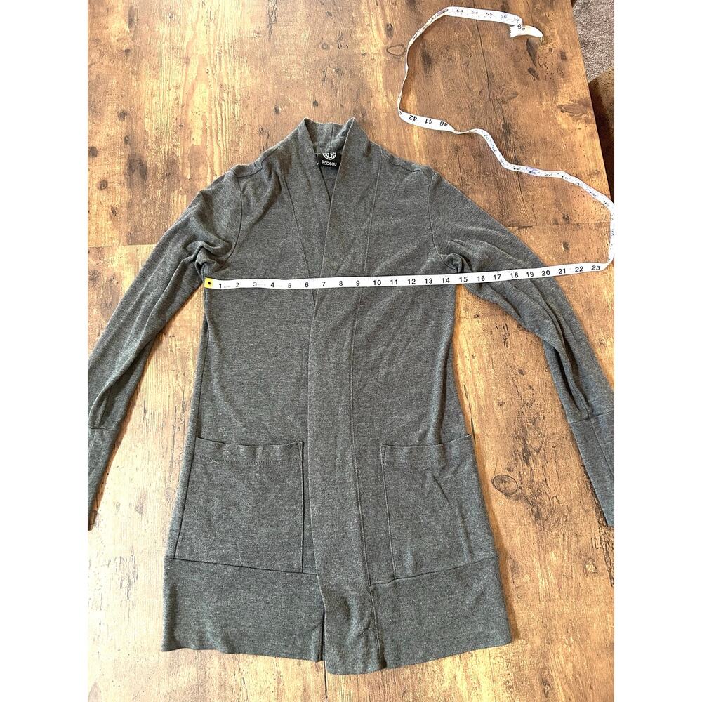 Women’s Grey Supima Cotton Blend Open Front Smart Casual Cardigan With Pockets - Picture 3 of 10
